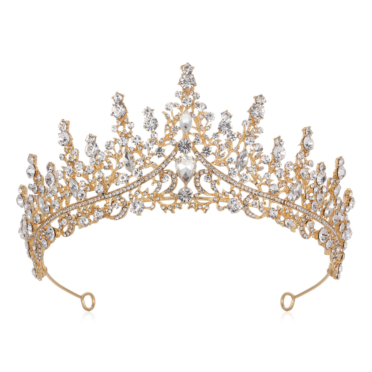 V888-ELOSUNG11705-209773-00 Luxury Full Rhinestone Bridal Tiara - Elegant Alloy Crown Hairband with 3A Grade Crystals Gold - Image 1