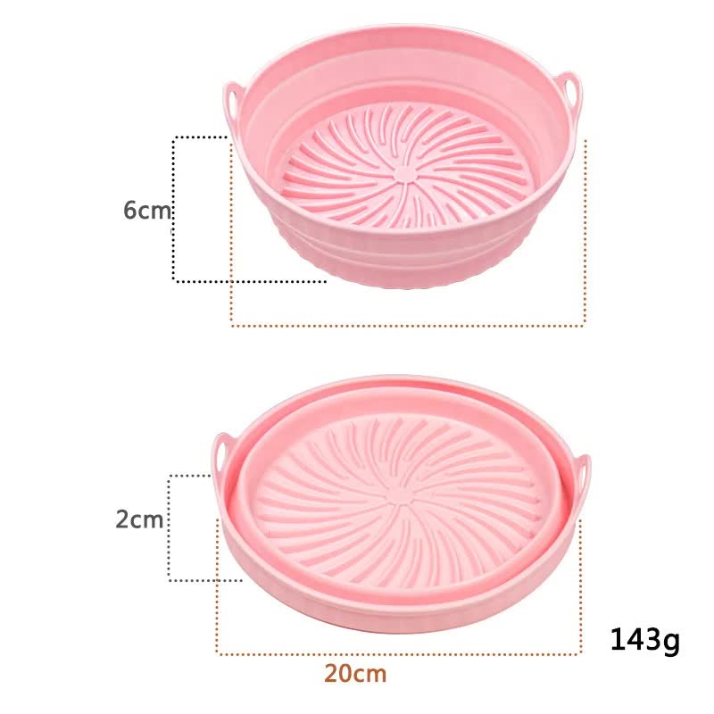 V888-ELOSUNG11729-209818-00 3D Round Air Fryer Silicone Liners - Food-Grade, Non-Stick, Reusable Basket Mats for Air Fryers, Ovens, and Microwaves (4 PCS Pink) - Image 1