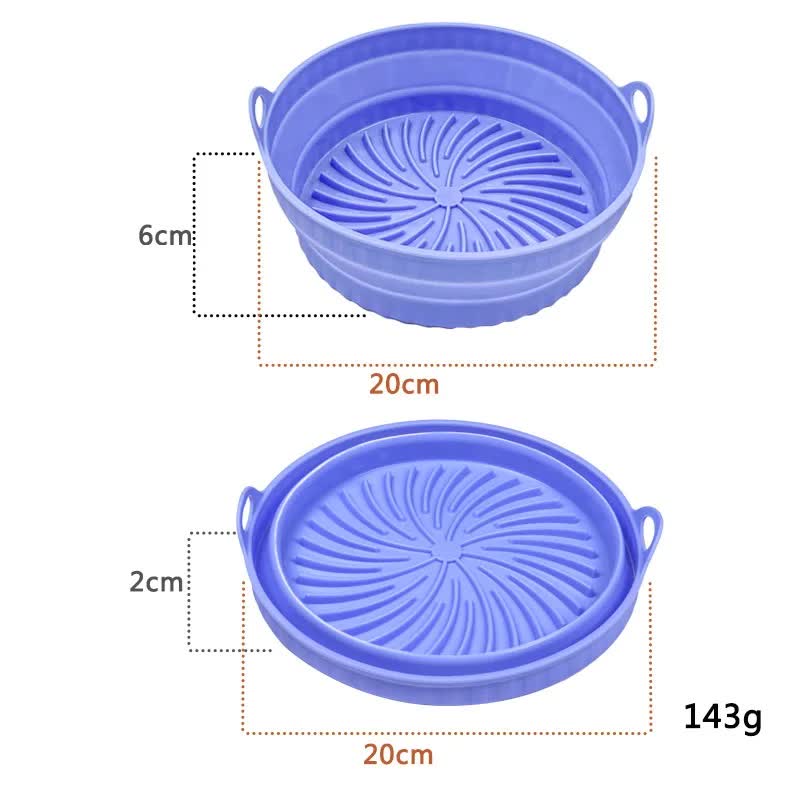 V888-ELOSUNG11730-209819-00 3D Round Air Fryer Silicone Liners - Food-Grade, Non-Stick, Reusable Basket Mats for Air Fryers, Ovens, and Microwaves (4 PCS Blue) - Image 1