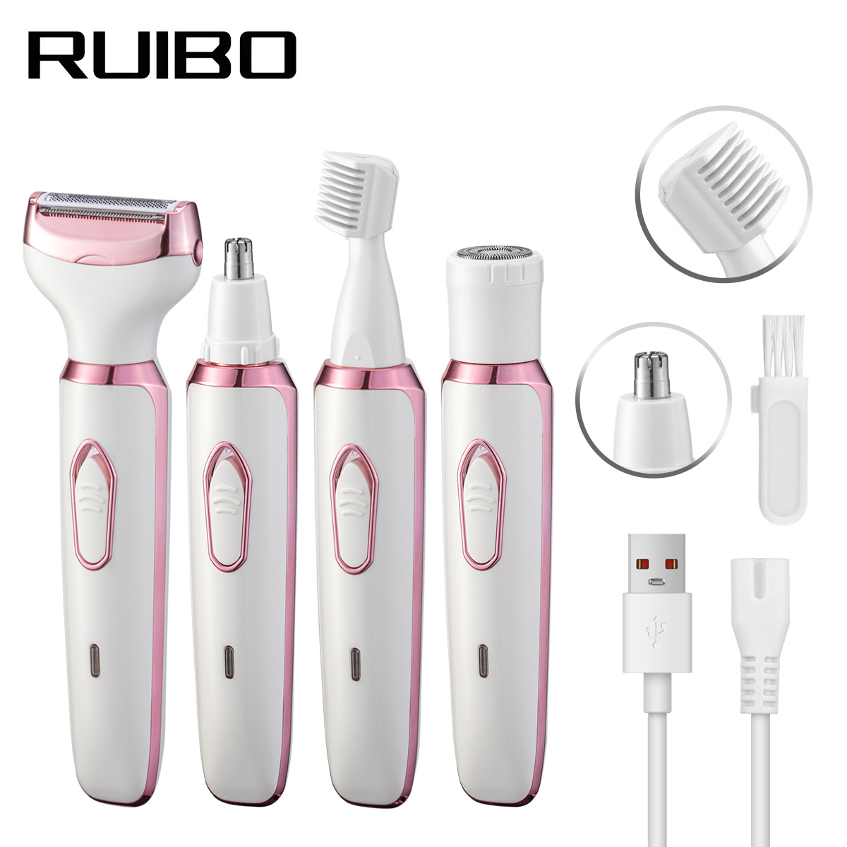 V888-ELOSUNG11766-209883-00 Women's 4-in-1 Electric Hair Removal Razor for Sensitive Areas - Underarm, Bikini Line & Body Grooming (3028 white) - Image 1