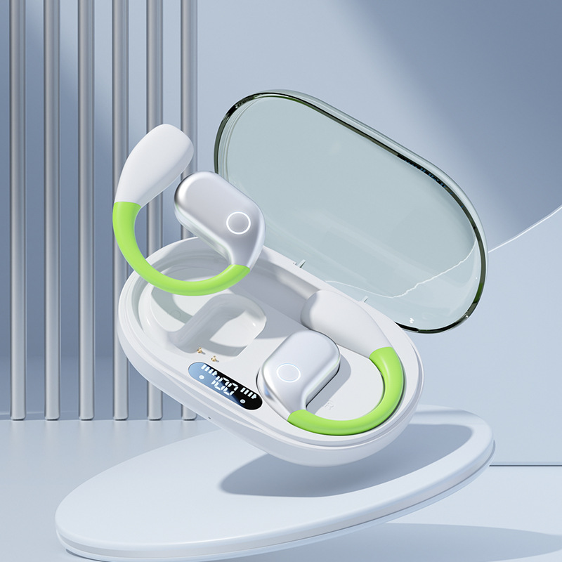 V888-ELOSUNG11843-210266-00 White M82 Transparent OWS Wireless Bluetooth Earphones - Clear Sound, Comfortable Over-Ear Fit - Image 1