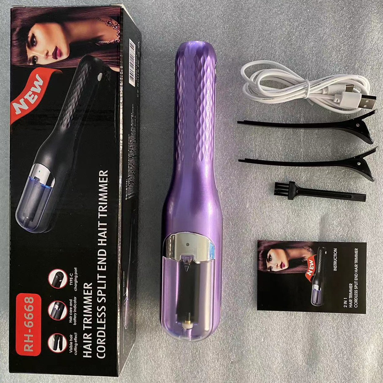 V888-ELOSUNG11915-210686-00 Purple Mini - Automatic, Hair Repair Split End Remover Trimmer For Dry, Splitting, Damaged And Brittle Split Ends, Men And Women Hair Styling Beauty Tool - Image 1
