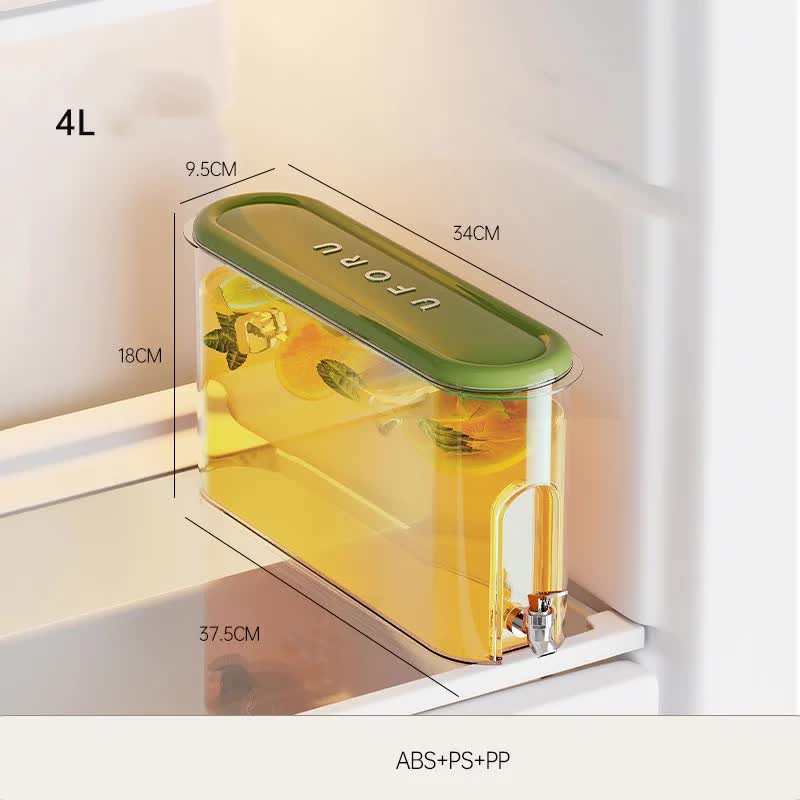 V888-ELOSUNG11997-211010-00 Green Refrigerator Cold Water Jug with Tap - 4L Large Capacity Sealed Beverage Dispenser for Juice and Water - Image 1