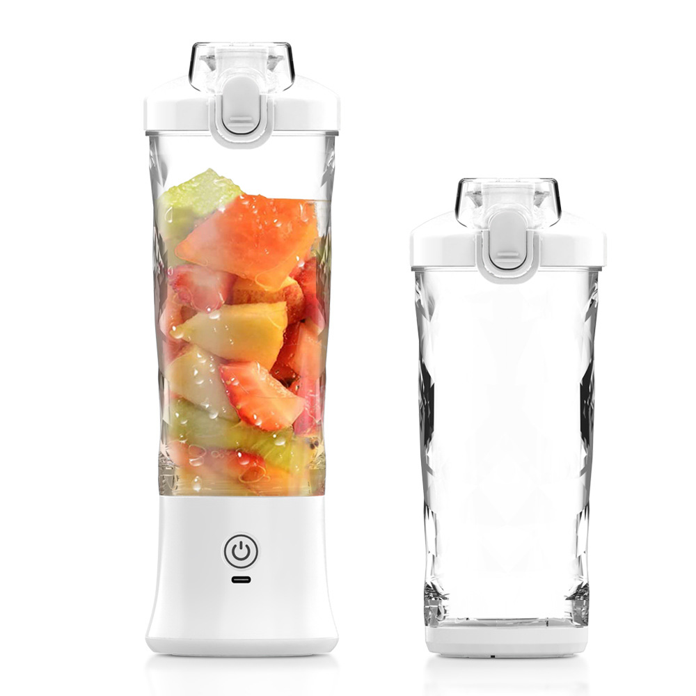 V888-ELOSUNG12244-211196-00 White 600ml Large Capacity Juicer Cup - Rechargeable Portable Multifunctional Ice Crushing & Fruit Blender - Image 1