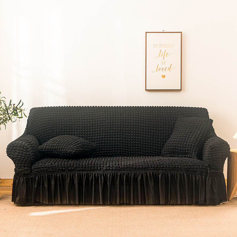 V888-ELOSUNG1225-202502-00 Elastic sofa cover black (235-300cm) - Image 1
