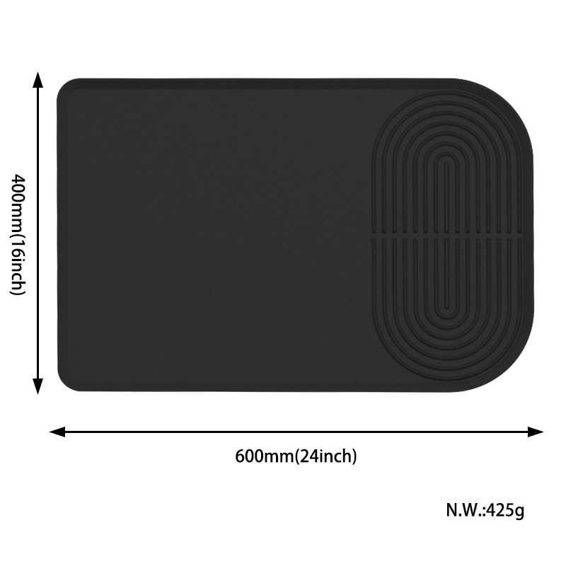 V888-ELOSUNG12406-212003-00 Black Silicone Coffee Machine Mat – Waterproof, Anti-Slip, and Durable Countertop Protector - Image 1