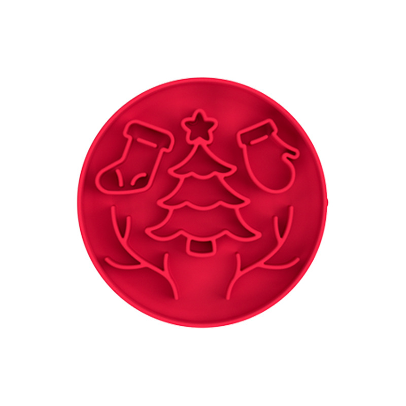 V888-ELOSUNG12415-212019-00 Red Silicone Slow Feeder Bowl for Dogs - Anti-Choking Christmas-Themed Lick Mat - Image 1