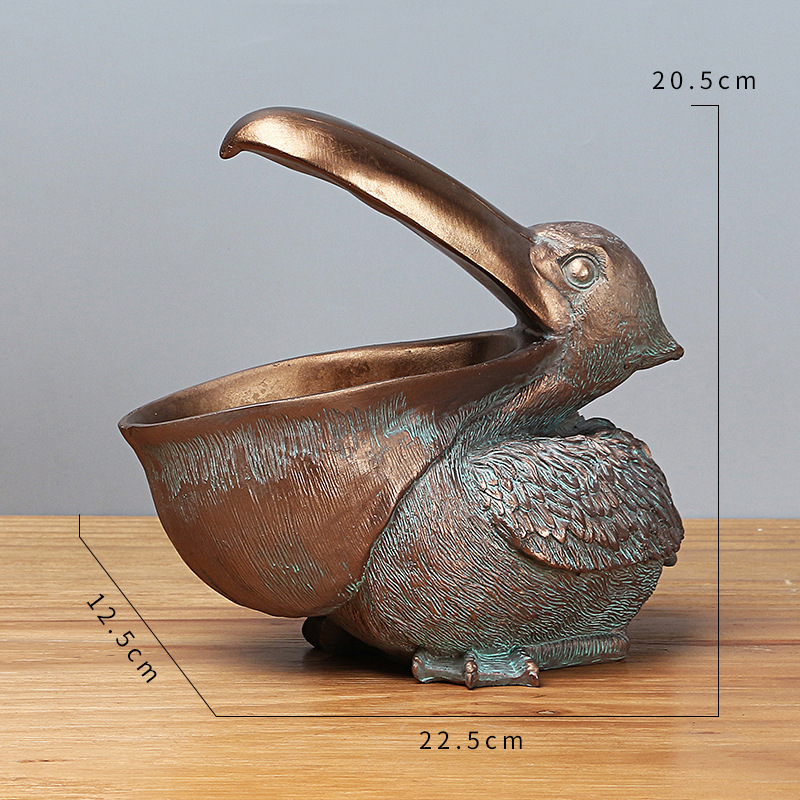 V888-ELOSUNG12448-211734-00 Brown Pelican Resin Decor Bowl – Unique Key, Candy, and Storage Organizer for Home Decoration - Image 1