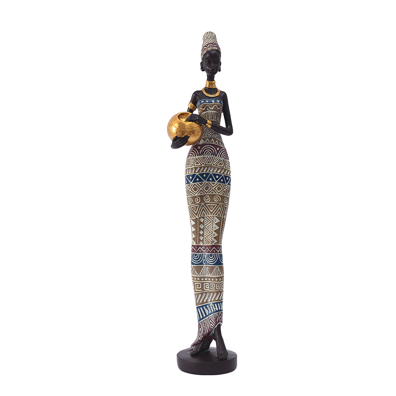 V888-ELOSUNG12454-211764-00 Exotic African Woman Figurine – Elegant Resin Sculptures for Home Decor - Image 1