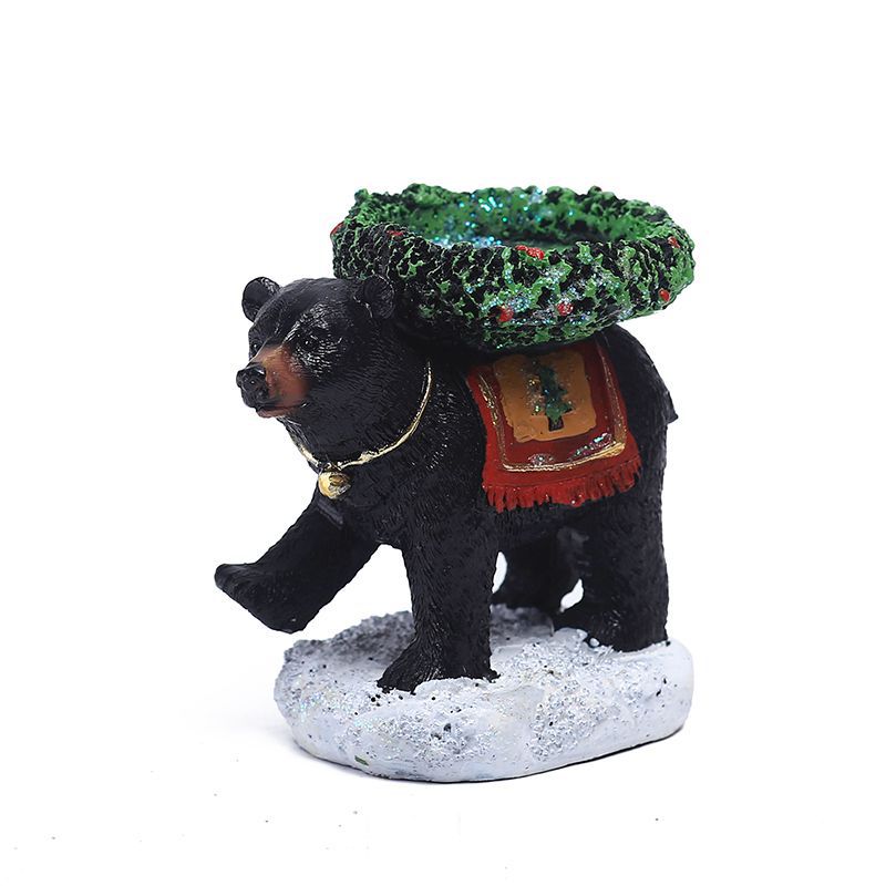V888-ELOSUNG12461-211819-00 The Bear With The Candlestick On His Back Candle Holder - Unique Aromatherapy Table Decor - Image 1