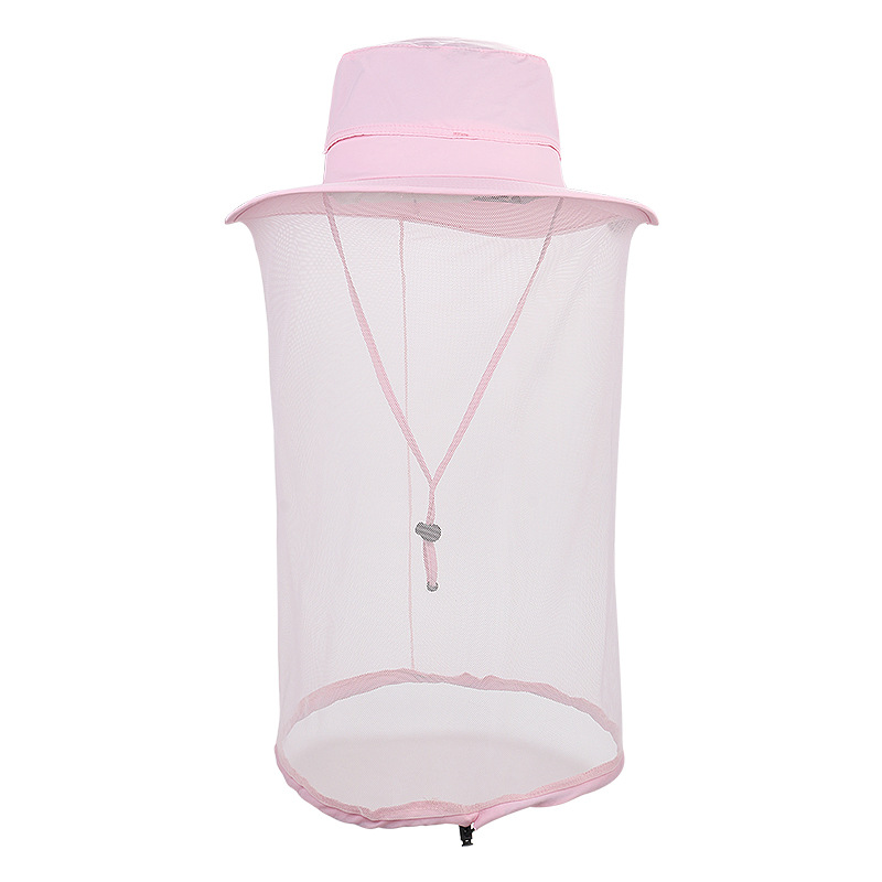 V888-ELOSUNG12670-212879-00 Pink Outdoor Mosquito Net Hat - Sun Protection and Insect Repellent Bucket Hat - Image 1