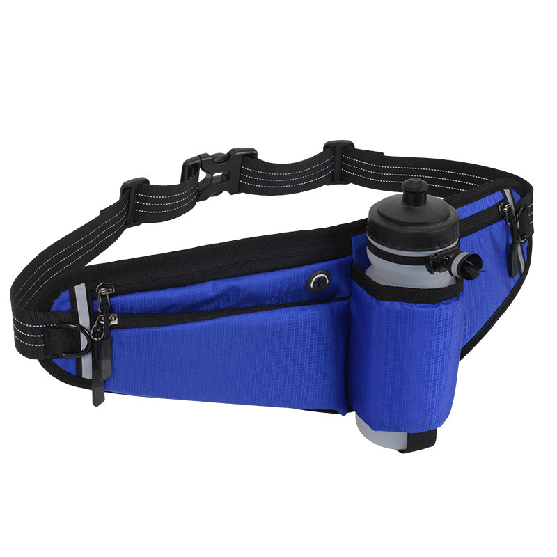 V888-ELOSUNG12751-213020-00 Blue Adjustable Running Waist Pack with Water Bottle Holder, Reflective Design, and Multiple Storage Pockets for Outdoor Activities - Image 1