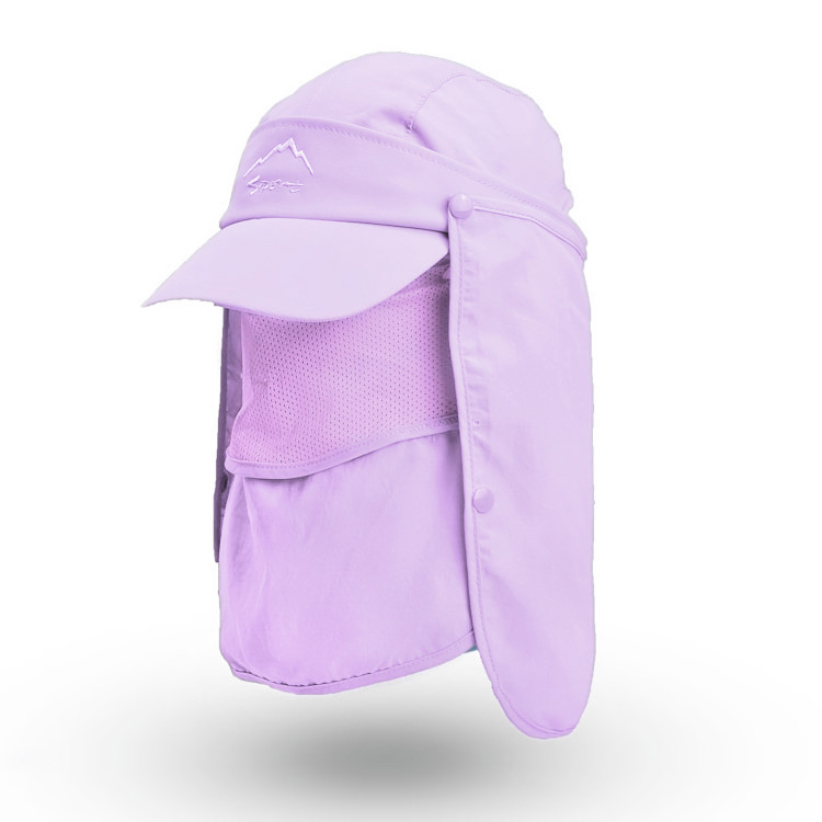 V888-ELOSUNG12774-213009-00 Purple UV Protection 4-in-1 Outdoor Sun Hat with Removable Flaps - Image 1