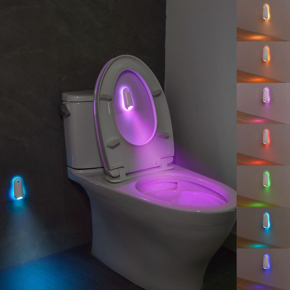 V888-ELOSUNG12930-214417-00 LED Motion Sensor Toilet Night Light - 8-Color Adjustable Glow with Modern Design - Image 1