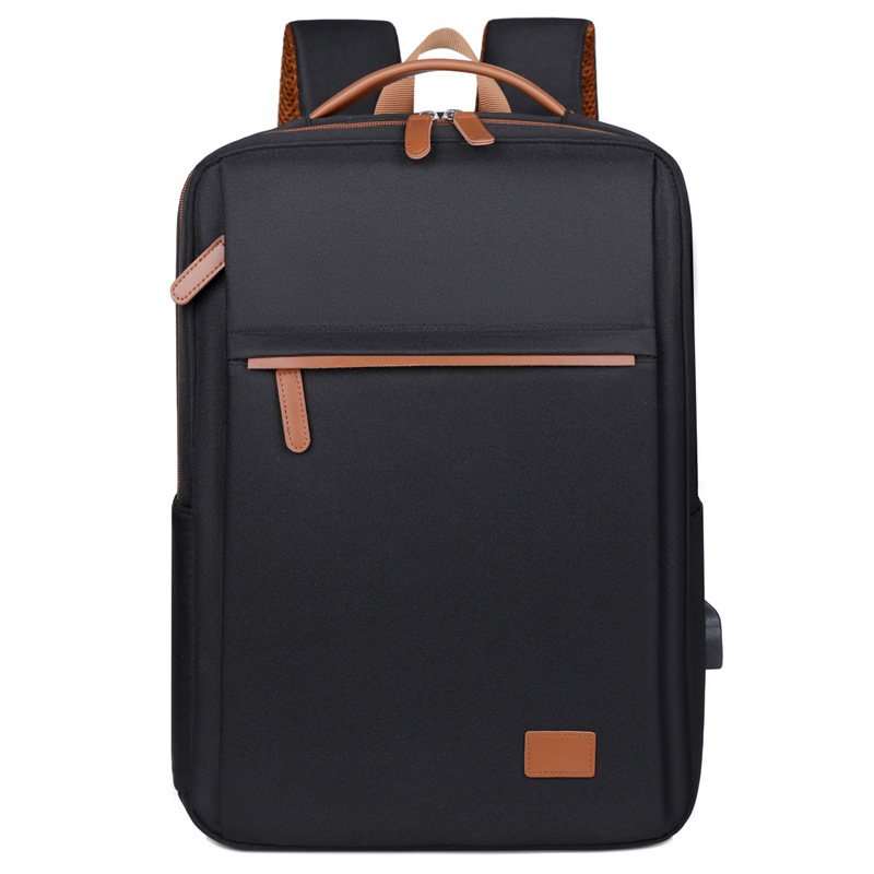V888-ELOSUNG12955-213859-00 Black Minimalist USB Charging Laptop Backpack - Elegant and Spacious Travel Bag - Image 1