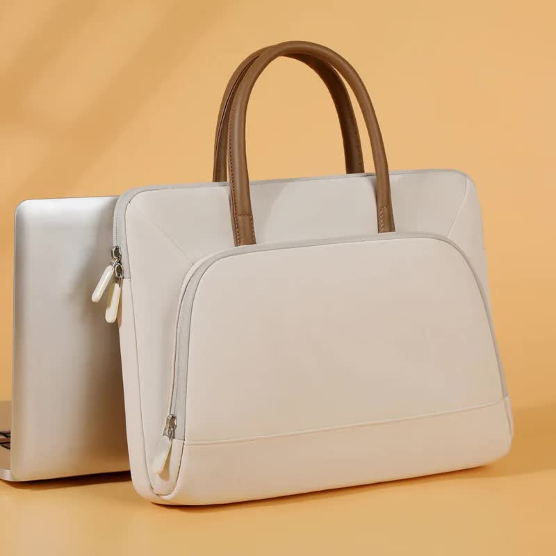 V888-ELOSUNG13197-210617-00 Beige Simple & Stylish Laptop Bag - Elegant Notebook Carrier for Students, Professionals, and Gift Purposes - Image 1