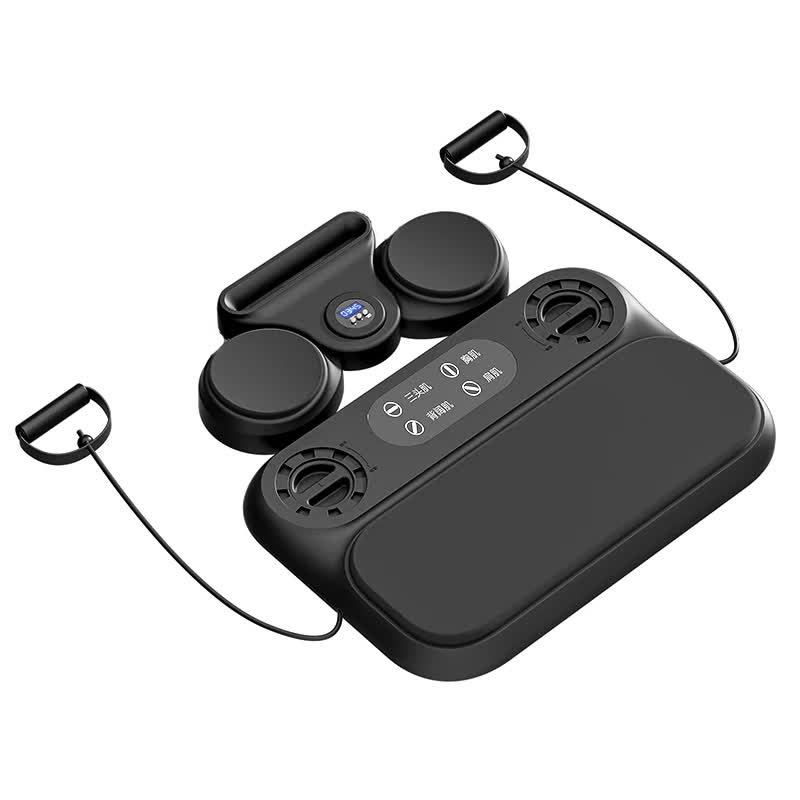 V888-ELOSUNG13253-210666-00 Black 6-in-1 Multifunctional Fitness Board - Ab Wheel, Automatic Rebound, Fat Burning and Core Strengthening Home Workout Equipment - Image 1