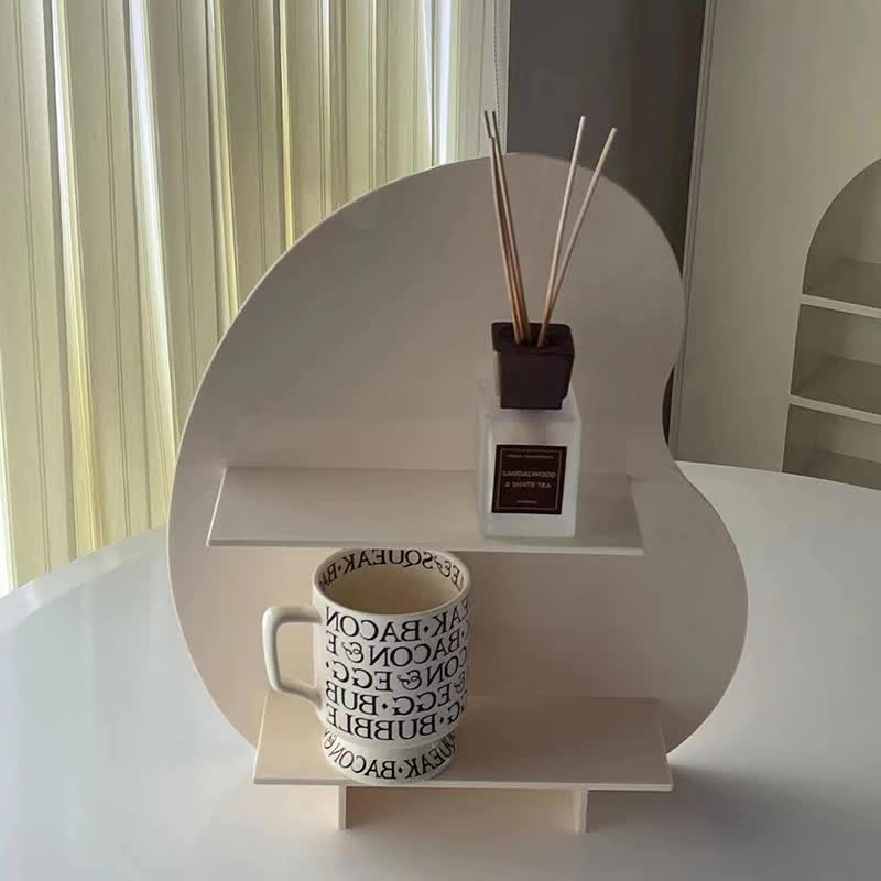 V888-ELOSUNG13261-211041-00 31*27*8cm White Acrylic Desktop Storage Organizer - Christmas Aromatherapy Display Shelf for Cosmetics, Candles, and Decorative Items - Image 1