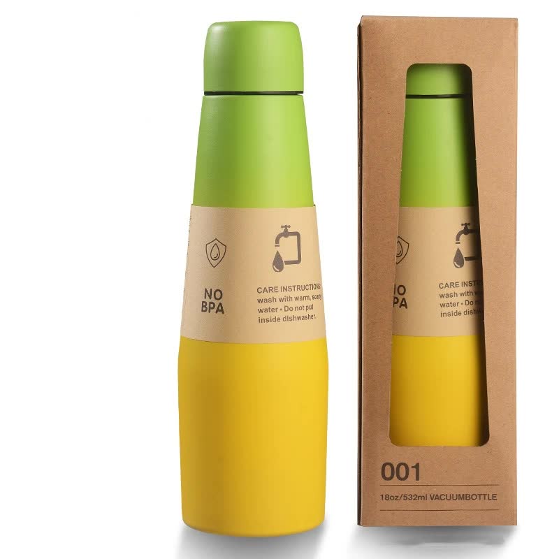 V888-ELOSUNG13298-211106-00 Yellow Green Gradient High-Quality Gradient Color Insulated Water Bottle - 304 Stainless Steel Vacuum Cup, Large Capacity, Portable Sports Bottle - Image 1
