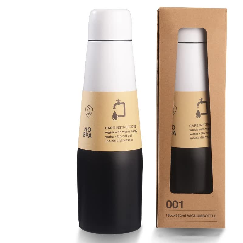 V888-ELOSUNG13299-211107-00 Black Whiten Gradient High-Quality Gradient Color Insulated Water Bottle - 304 Stainless Steel Vacuum Cup, Large Capacity, Portable Sports Bottle - Image 1