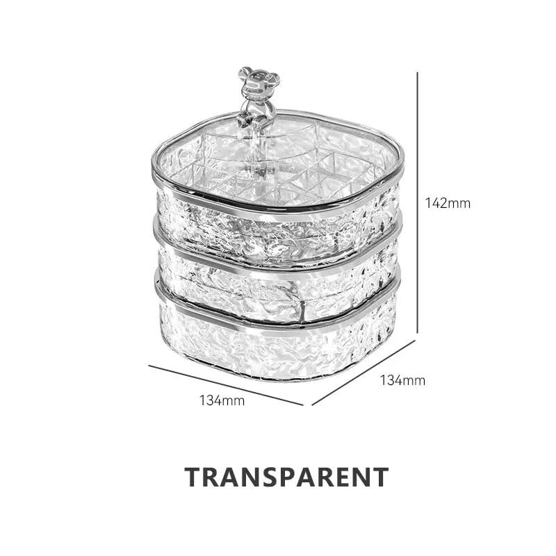 V888-ELOSUNG13336-211018-00 Transparent Three-Layer Rotatable Jewelry Organizer Box – Stylish and Anti-Oxidation Storage for Earrings, Necklaces, and Rings - Image 1