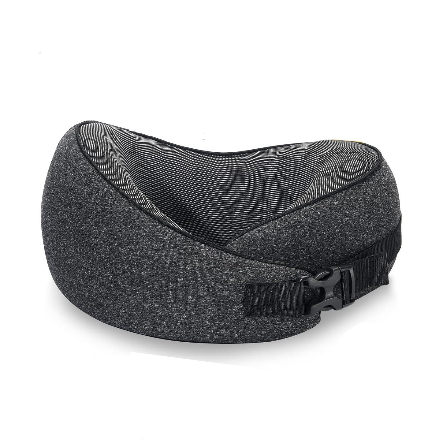 V888-ELOSUNG13354-211386-00 Dark Gray Buckle Tape Memory Foam U-Shaped Neck Pillow - Snail Travel Cushion for Airplane, Office Nap, and Travel - Adjustable with Magnetic Therapy Cloth - Image 1