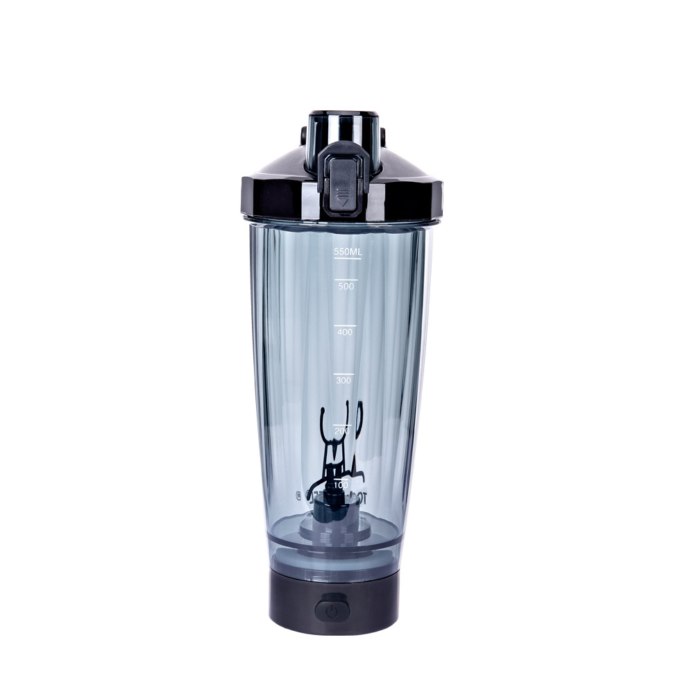 V888-ELOSUNG13390-211409-00 Black Portable Electric Shaker Bottle without LED Light, 550ml Sports Protein Mixer Cup for Gym and Travel - Image 1