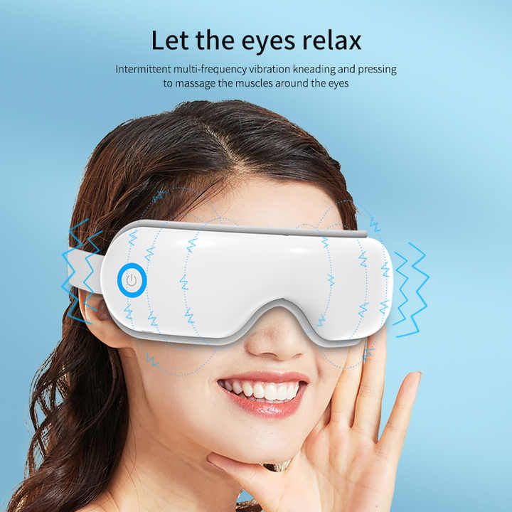 V888-ELOSUNG13420-211858-00 White Air Compression Eye Massager, Heated Eye Massager with Vibration & Bluetooth Music, Portable Eye Care Device - Image 1