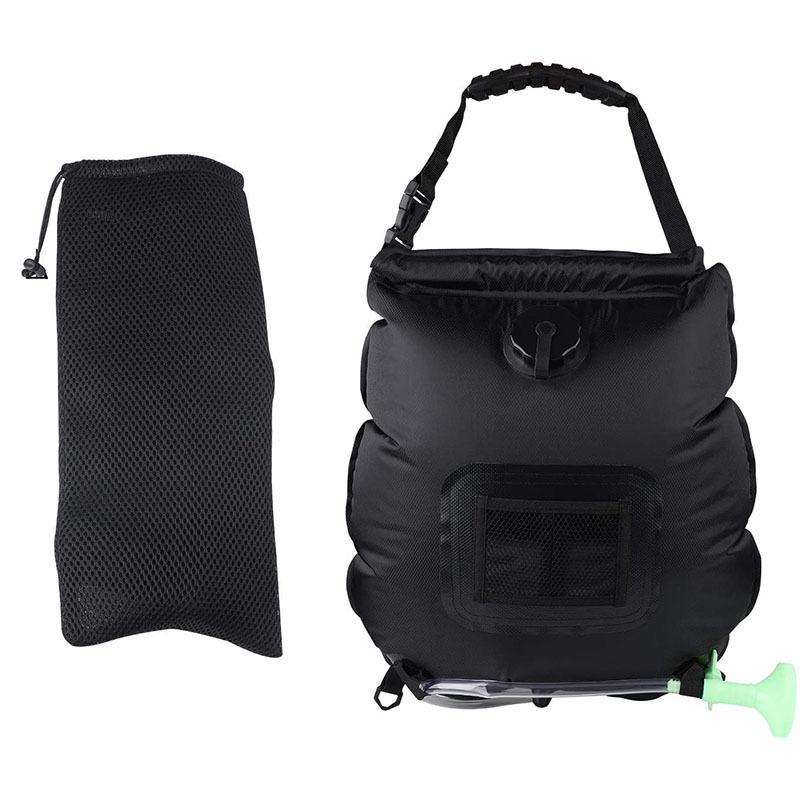V888-ELOSUNG13471-211989-00 Black Portable Solar Camping Shower Bag, Foldable 20L Outdoor Water Storage Bag with Temperature Display for Easy Use - Image 1