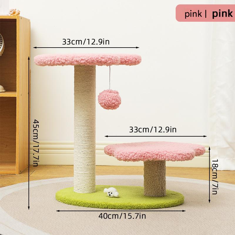 V888-ELOSUNG13480-211763-00 Pink Compact Cat Climbing Frame with Dual-Level Sisal Posts and Playful Design – Perfect for Scratching and Jumping - Image 1