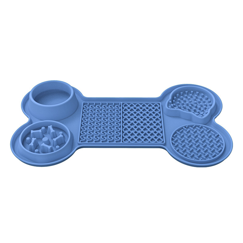 V888-ELOSUNG13482-212027-00 Blue Silicone Pet Licking Mat Slow Feeder Pad with Strong Suction and Foldable Design, Heat Resistant -40°C to 240°C, for Dogs and Cats - Image 1