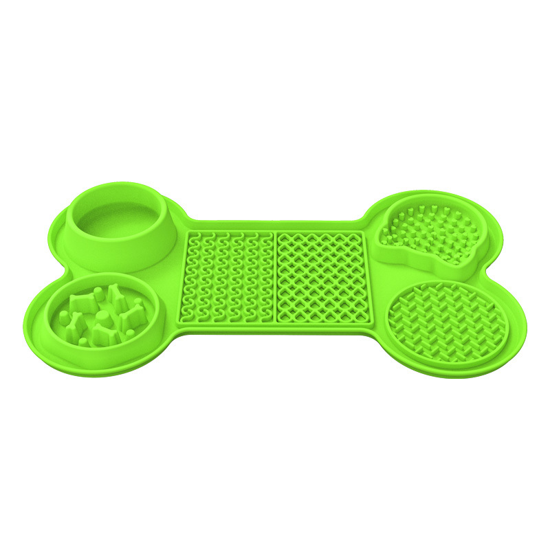 V888-ELOSUNG13486-211775-00 Green Silicone Pet Licking Mat Slow Feeder Pad with Strong Suction and Foldable Design, Heat Resistant -40°C to 240°C, for Dogs and Cats - Image 1