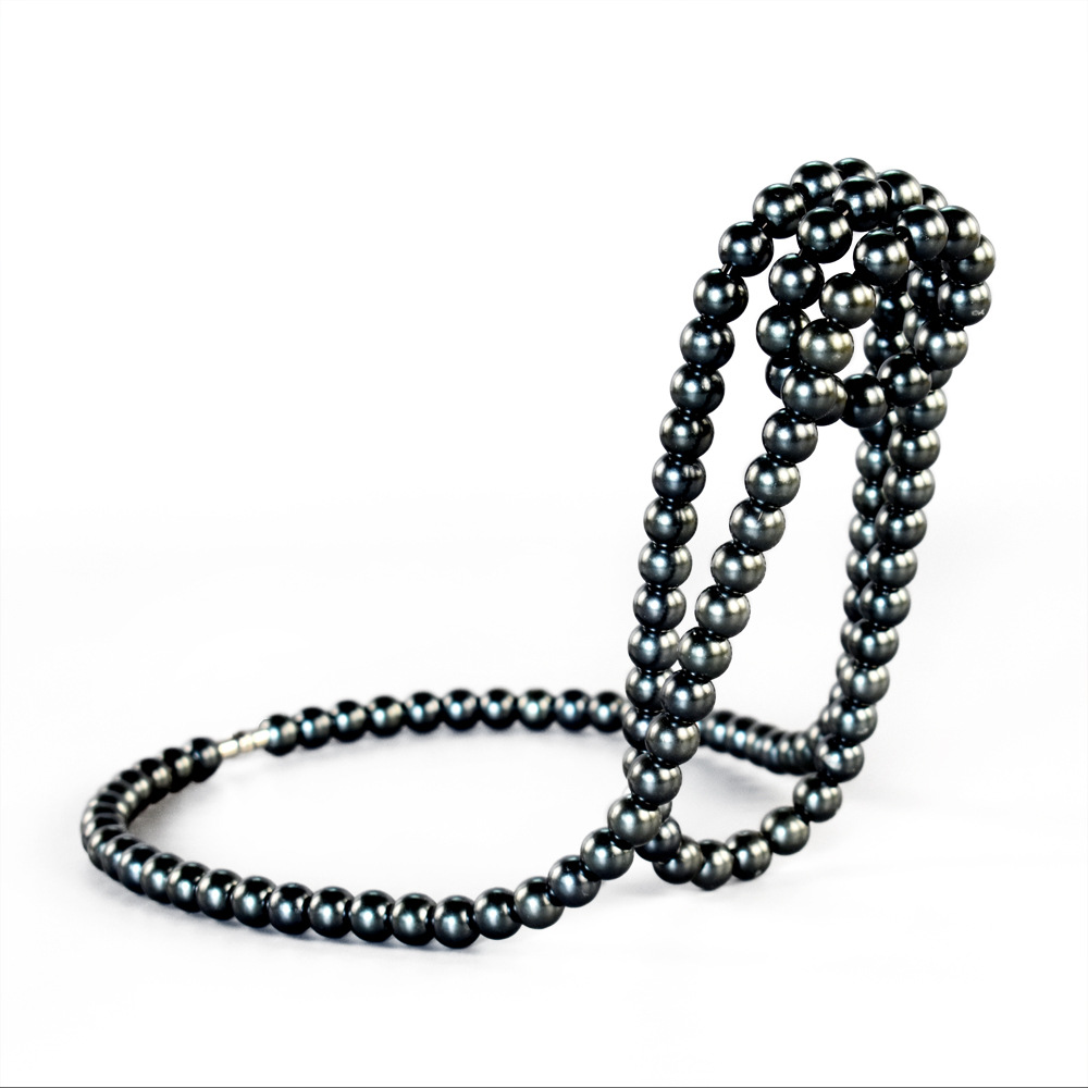 V888-ELOSUNG13542-212104-00 Black Modern Floating Pearl Wine Bottle Holder - Elegant Home Decor, Unique Kitchen Accessory for Dining, Bar, and Living Room - Image 1