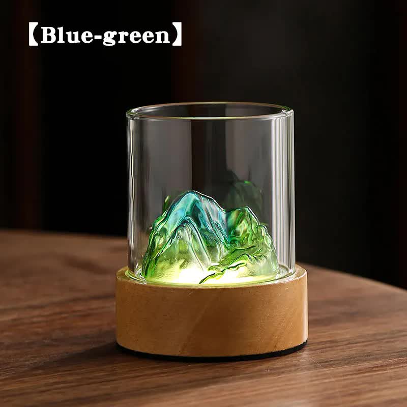 V888-ELOSUNG13573-212255-00 Blue-green Glass Mountain Ambient Night Light – USB Rechargeable Touch Control Bedside Lamp – Adjustable 3-Color Light - Image 1