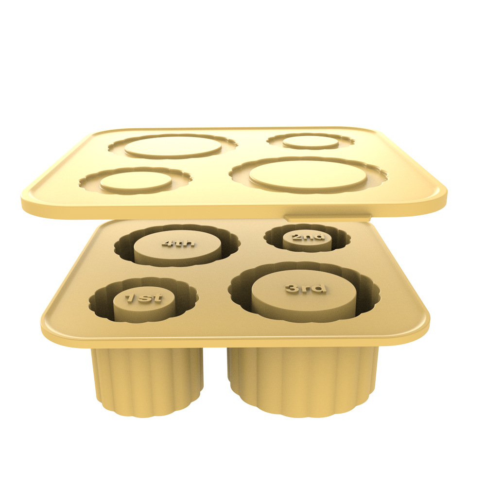 V888-ELOSUNG13606-212459-00 2 Pcs Yellow Silicone Ice Cube Tray with Lid - Easy Release, Food-Grade Platinum Silicone Ice Mold, 30oz/40oz Compatible, Durable and Reusable - Image 1