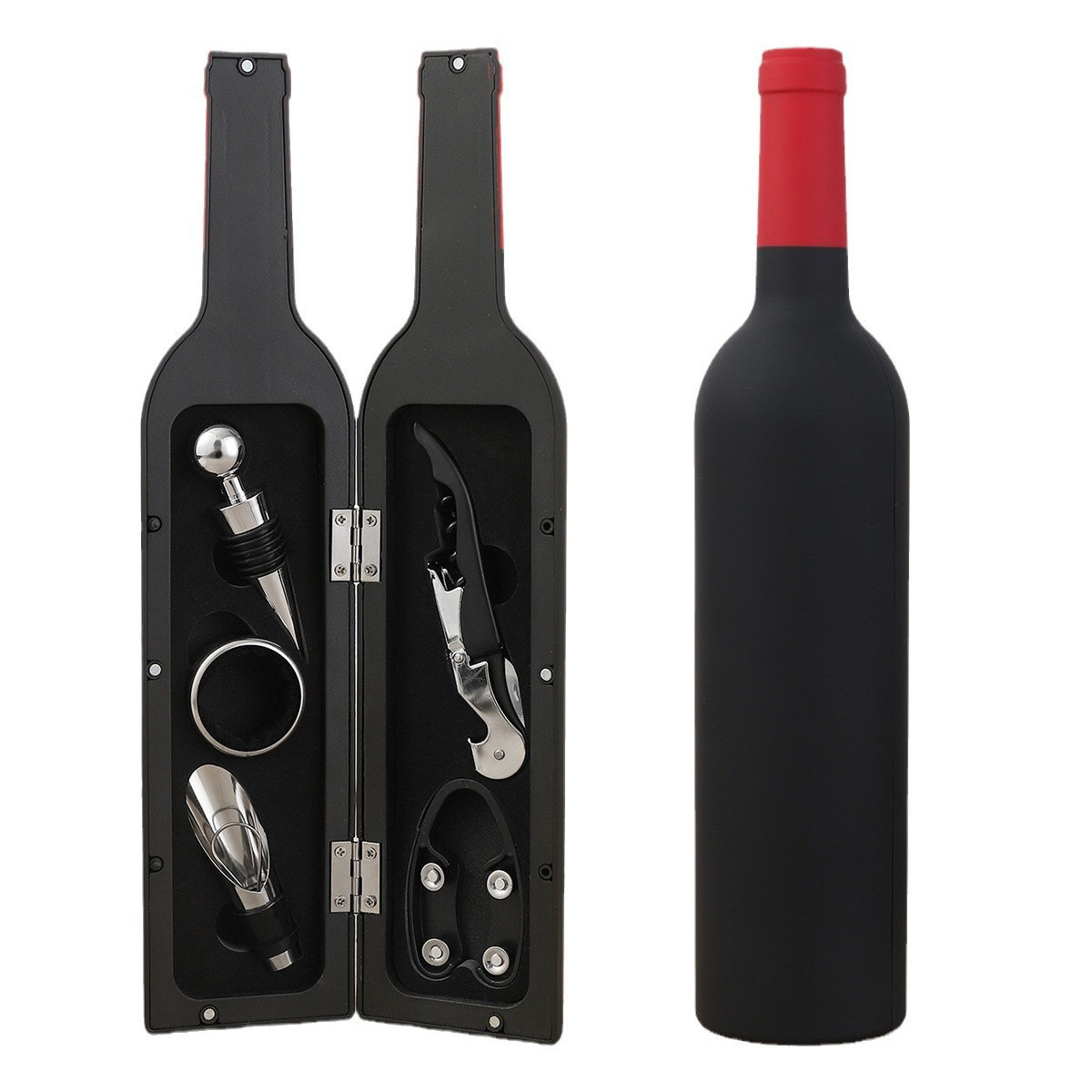 V888-ELOSUNG13652-212522-00 Red Closure Creative Wine Accessories Set – 5-Piece High-Grade Wine Tool Gift Set - Image 1