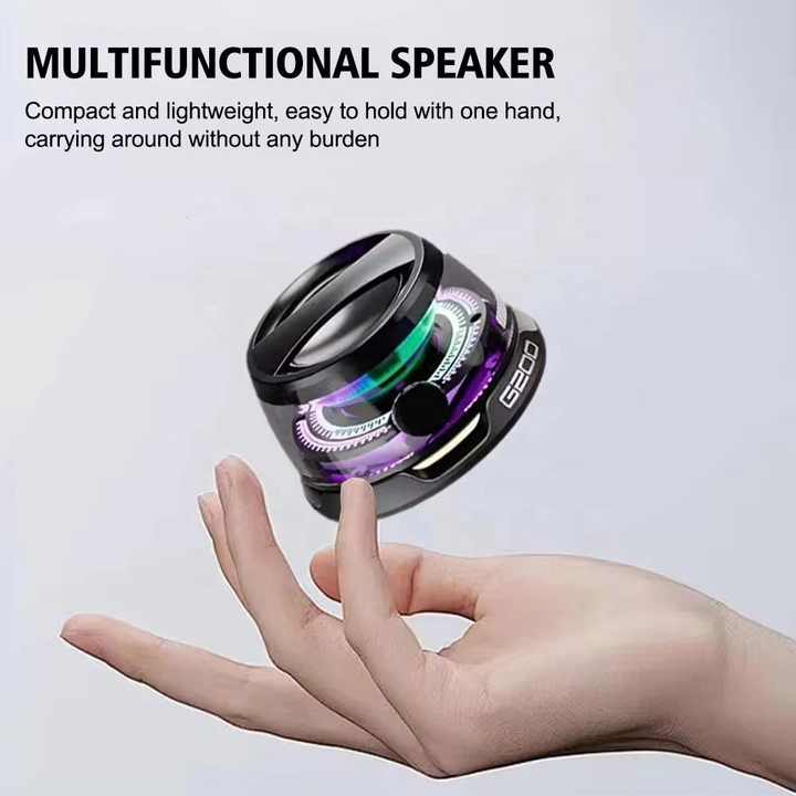 V888-ELOSUNG13663-213492-00 Black Portable Mini Bluetooth Speaker with Magnetic Base, High-Quality Bass and Surround Sound, Colorful Ambient Lighting, USB Rechargeable, 6-Hour Battery Life - Image 1