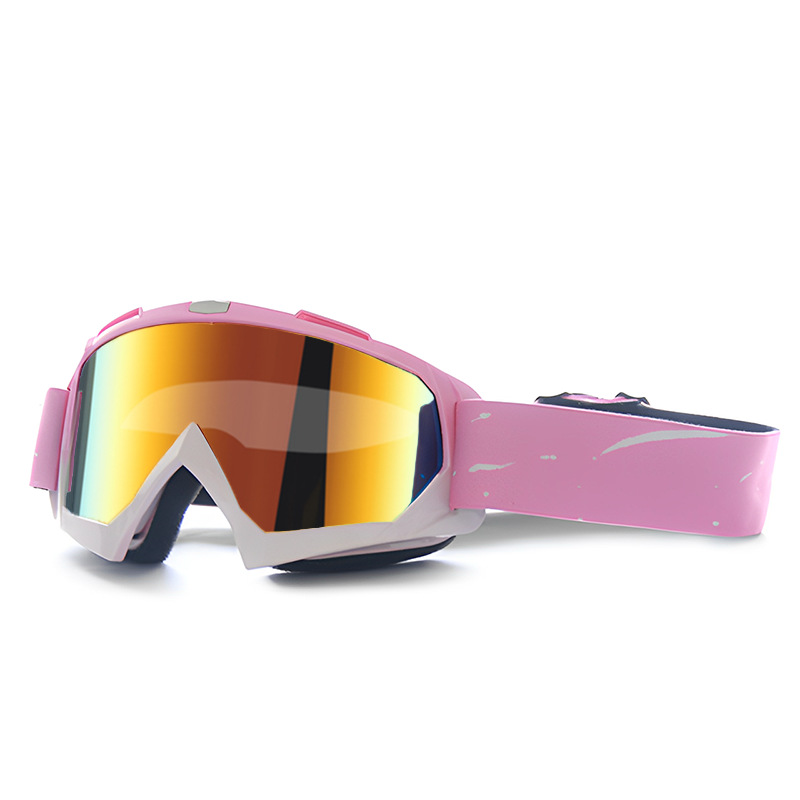V888-ELOSUNG13713-213517-00 Progressive Pink + Imitation Red Lenses Outdoor Protective Motorcycle Goggles - Windproof, Dustproof, Skiing, and Cycling Eyewear - Lightweight Anti-Fog Design for Men and Women - Image 1