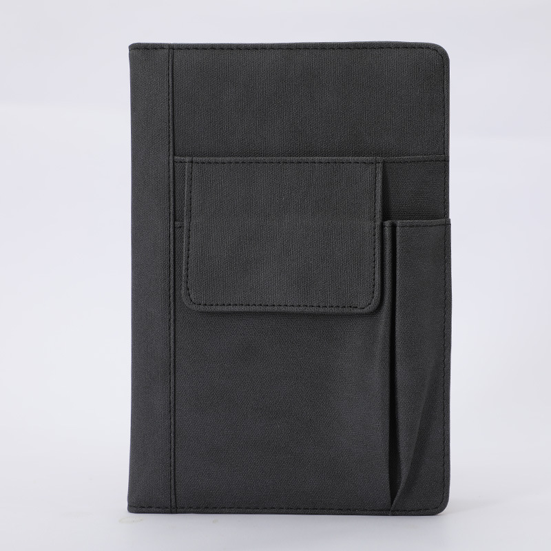 V888-ELOSUNG13748-212637-00 Black A5 Multi-Functional PU Leather Notebook with Pockets - Office Planner and Journal - Image 1