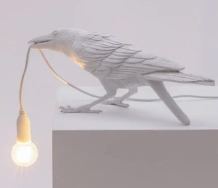 V888-ELOSUNG13813-213429-00 White Bird Sitting Shape Nordic Resin Bird Wall Lamp - Creative Animal Bedside Decorative USB Night Light, Stylish Bird Perched Lamp for Bedroom and Living Room - Image 1