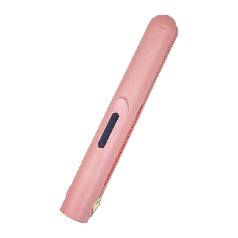 V888-ELOSUNG13817-213529-00 Pink Portable Mini Wireless Hair Straightener - USB Rechargeable, 2-in-1 Curling & Straightening Iron, Adjustable 3-Temperature Settings , 20s Fast Heating, Anti-Scald, Compact Travel Design - Image 1