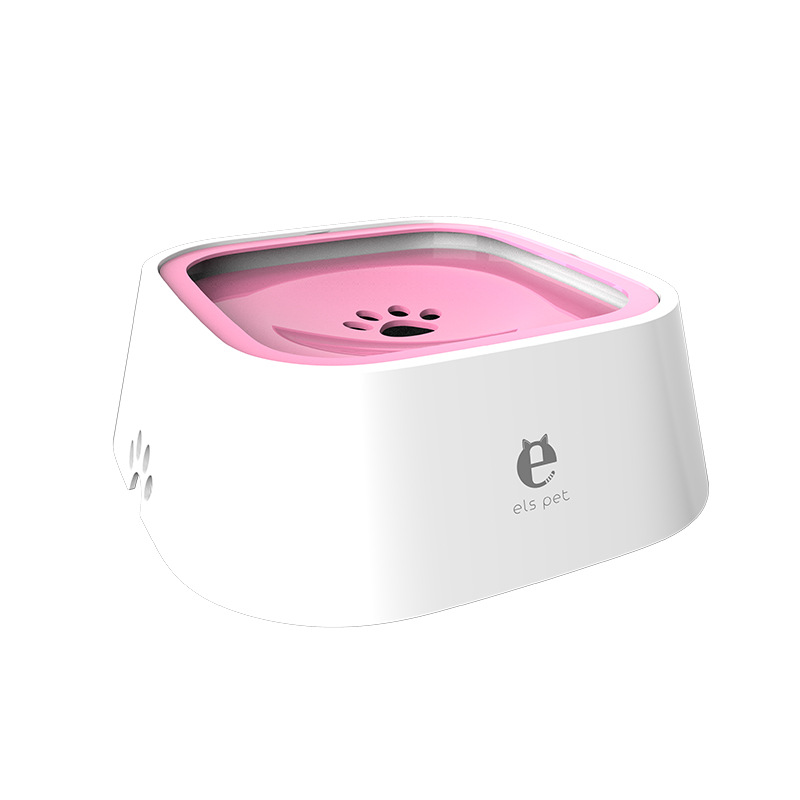 V888-ELOSUNG13853-213590-00 Pink Anti-Spill Floating Pet Water Bowl for Dogs and Cats - 1L Capacity, Splash-Proof and Anti-Wet Mouth Design - Image 1