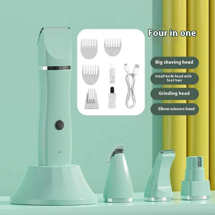 V888-ELOSUNG13928-213702-00 Light Green 4-in-1 Pet Grooming Electric Clippers - Professional Rechargeable Trimmer for Dogs & Cats, Paw, Fur, Nail, and Ear Care | Compact Design, - Image 1