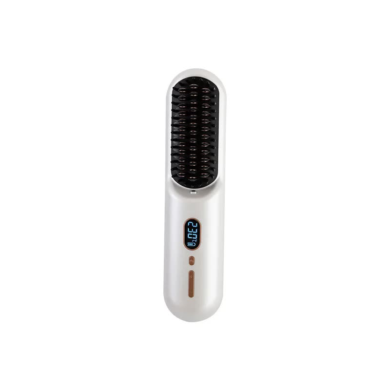 V888-ELOSUNG15027-211831-00 White Rechargeable Portable Ionic Hair Straightening Comb - USB Wireless Travel Hair Style - Image 1