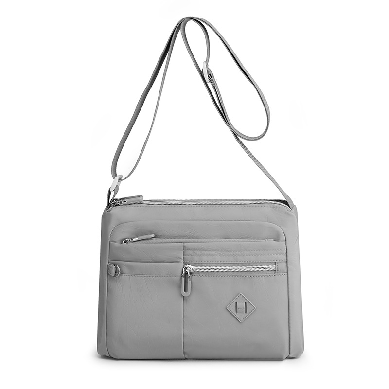 V888-ELOSUNG15158-212283-00 Lightweight Nylon Crossbody Shoulder Bag - Gray, Adjustable Strap, Multi-Pocket Design - Image 1