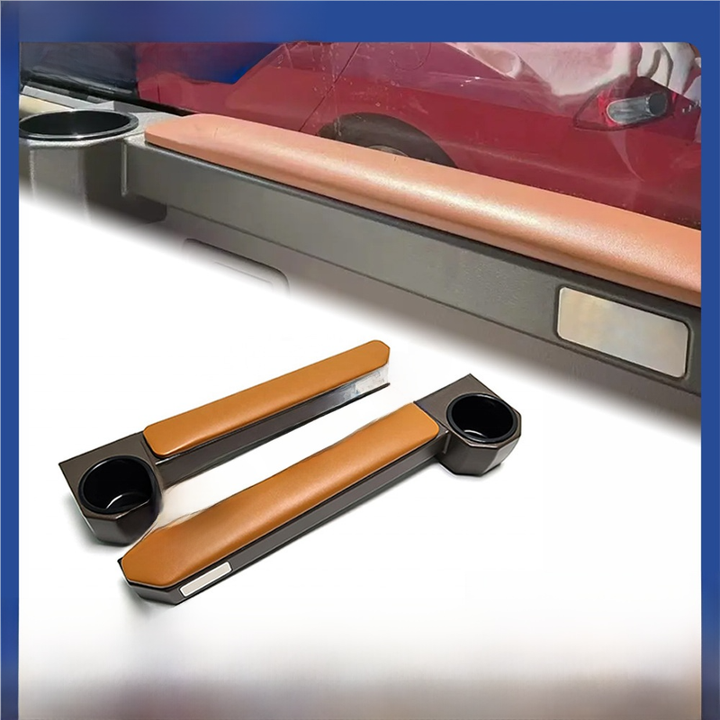 V888-ELOSUNG15163-212460-00 Toyota Land Cruiser FJ76/FJ79 Center Console and Door Armrest Cup Holder Set - Brown Leather - Image 1