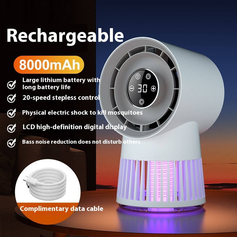 V888-ELOSUNG15216-214064-00 Portable Rechargeable Mosquito Killer Lamp with Adjustable Fan - 8000mAh Battery - Image 1