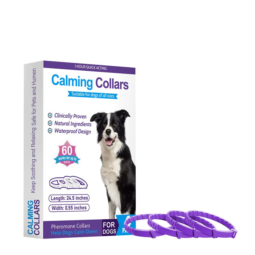 V888-ELOSUNG15265-214551-00 Purple Calming Collars for Dogs - Natural Stress Relief, Adjustable, 4 Pack - Image 1