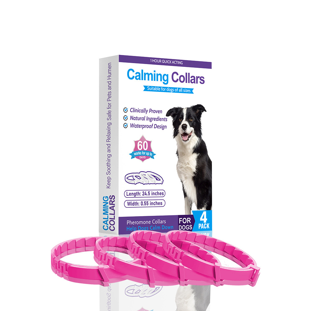 V888-ELOSUNG15268-214554-00 Pink Calming Collars for Dogs - Natural Stress Relief, Adjustable, 4 Pack - Image 1