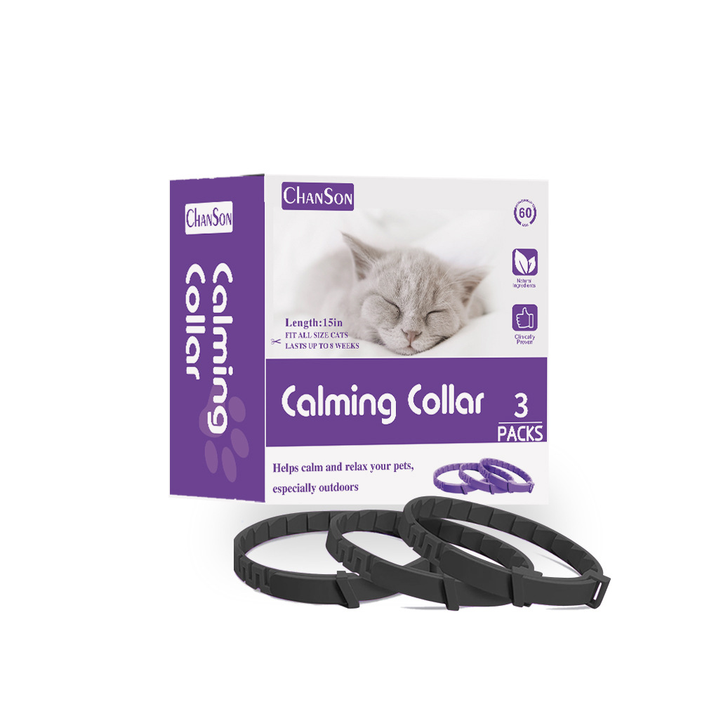 V888-ELOSUNG15279-214390-00 Black Calming Collars for Cats - Natural Anxiety Relief, Adjustable, 3 Pack (2 set/6PCS) - Image 1